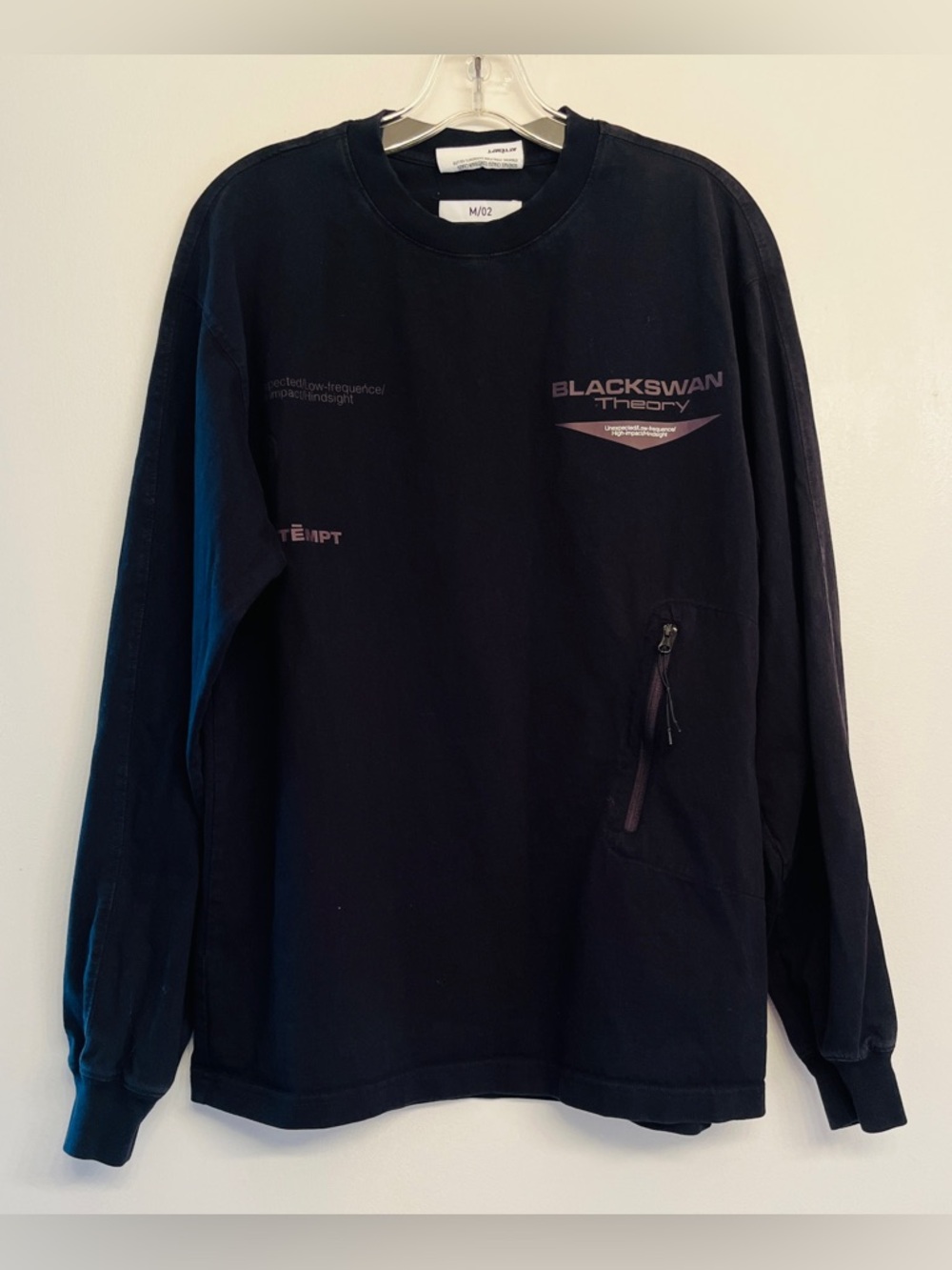 ATTEMPT "Black Swan" collection long-sleeve tee in black size M